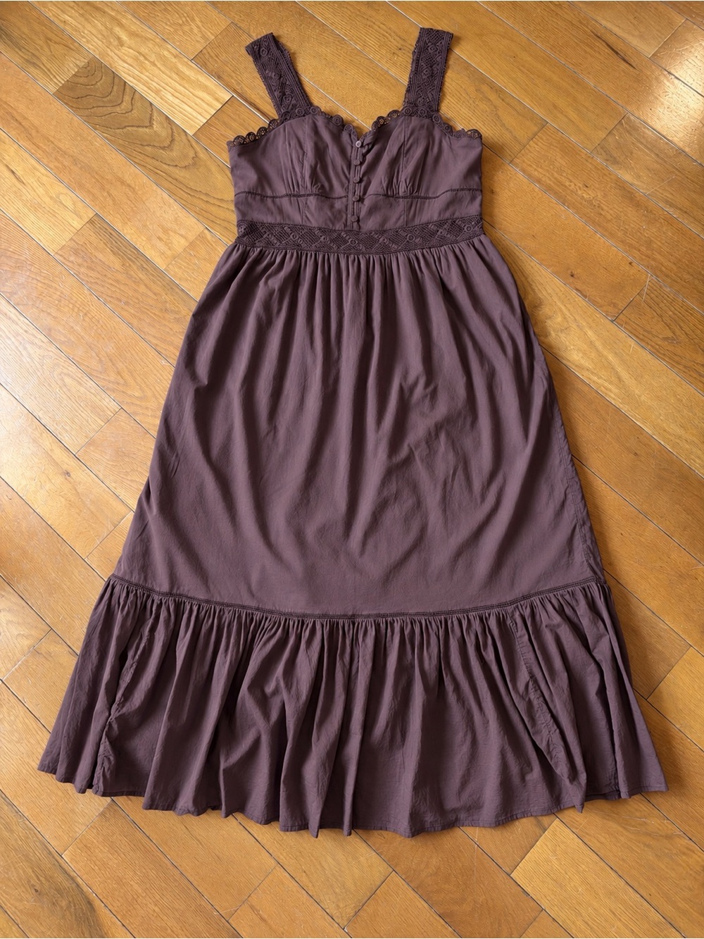 American Eagle Muted Eggplant Purple Lace Trim Maxi Dress XL